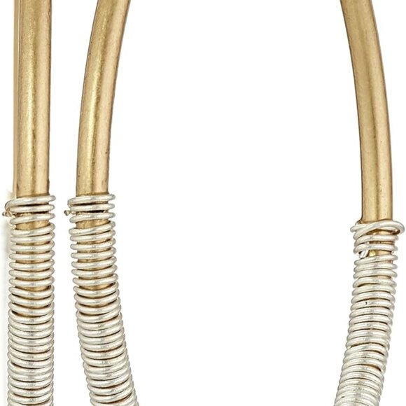 Silver & Gold-Tone Wire Wrap Hoop Earrings Womens Jewelry Gift - Picture 1 of 2